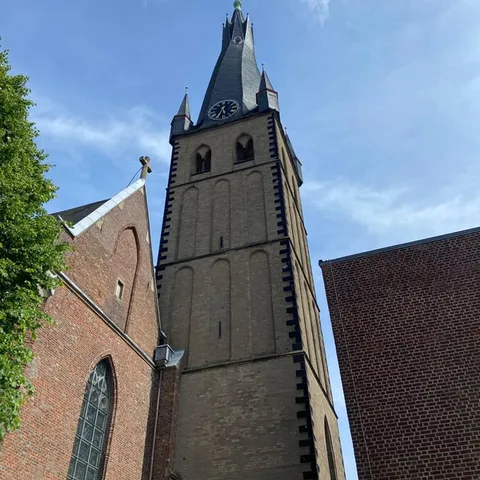 The twisted spire of the old town church